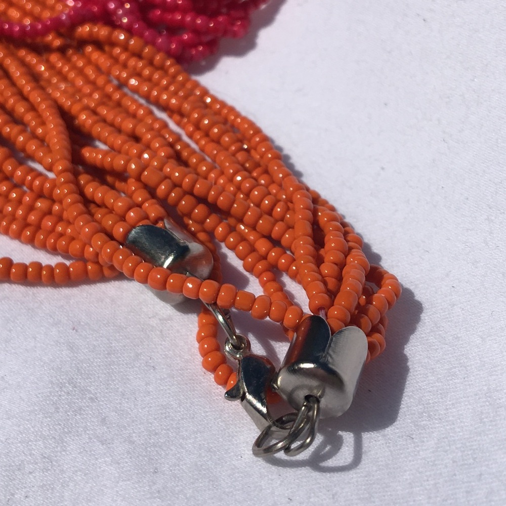 Orange and Pink Beaded Necklace NWOT - Picture 4 of 5